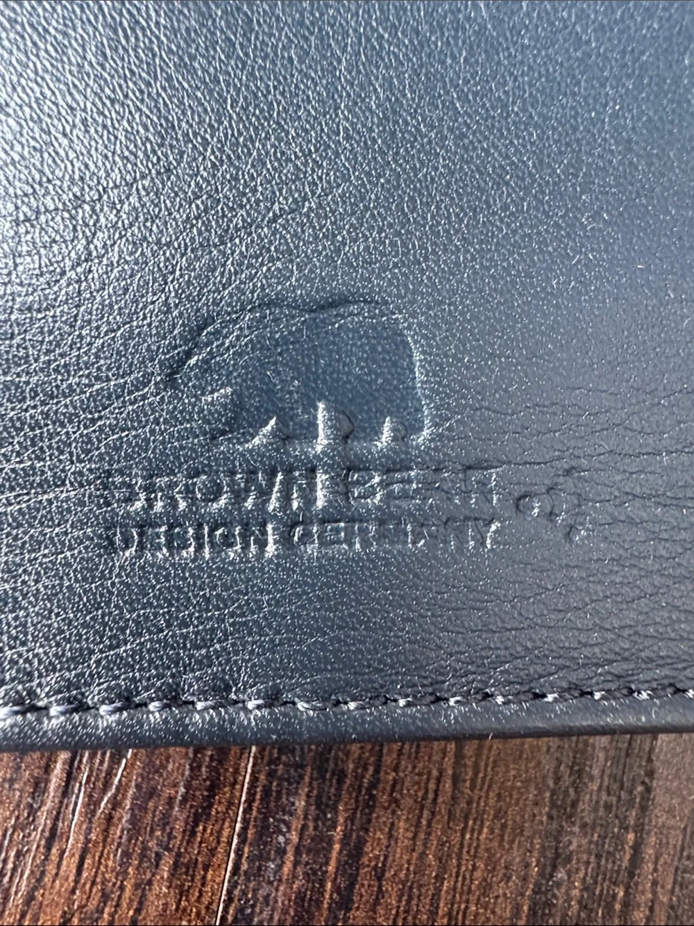 Brown Bear Navy Leather Key & Card Holder with Silver Bear Emblem
